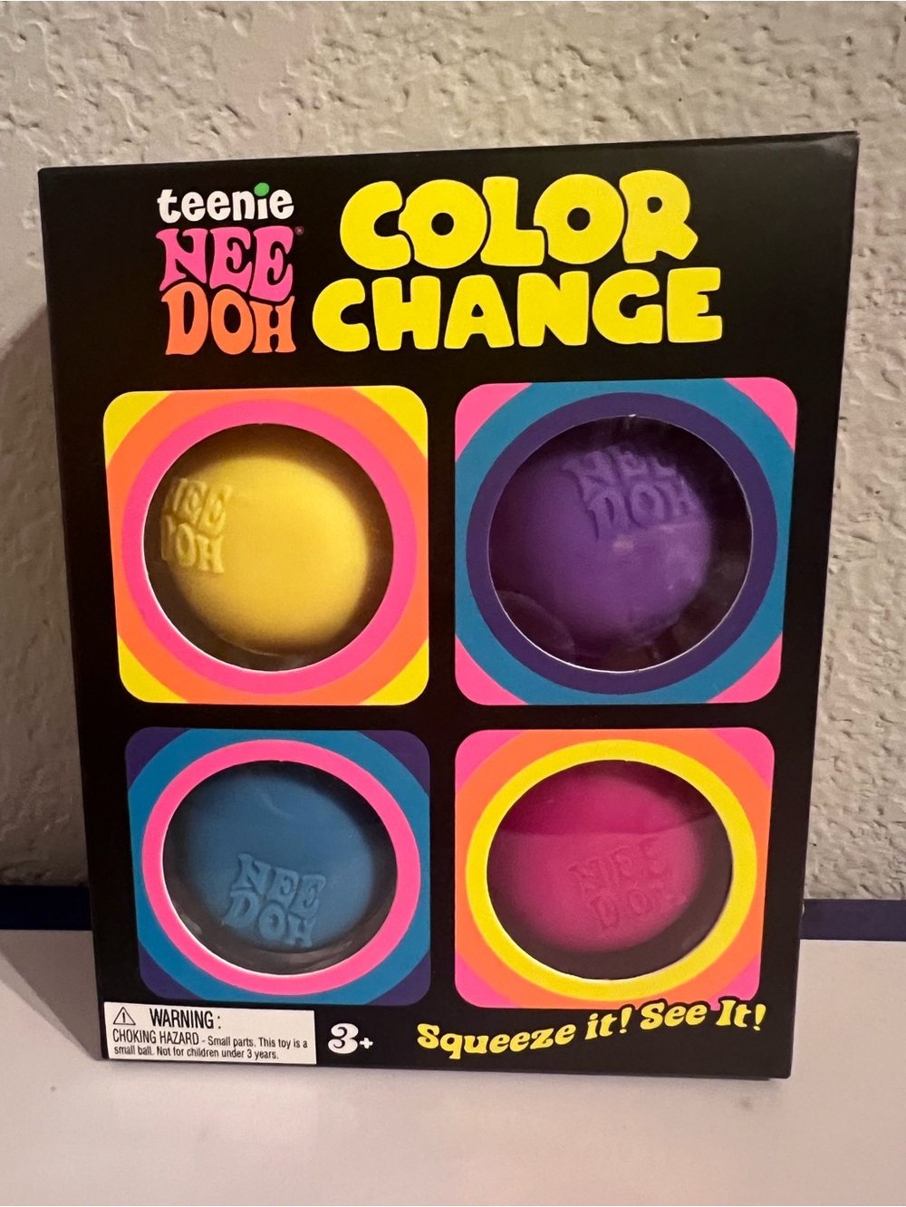 Authentic Teenie NeeDoh Color Change Squishy - 💛Yellow, 💜Purple, 💙Blue, 🩷Pink